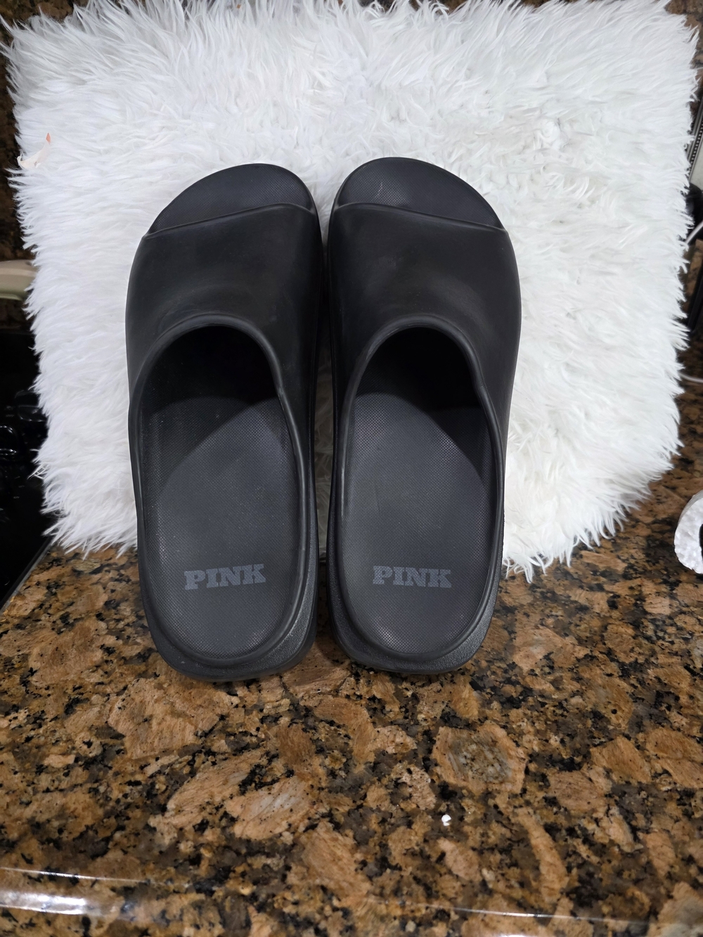Victoria's Secret PINK Black Platform Slide Sandals
